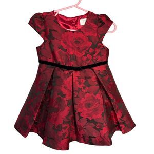 The Children's Place Girls Red Floral Holiday Dress Size 12-18M